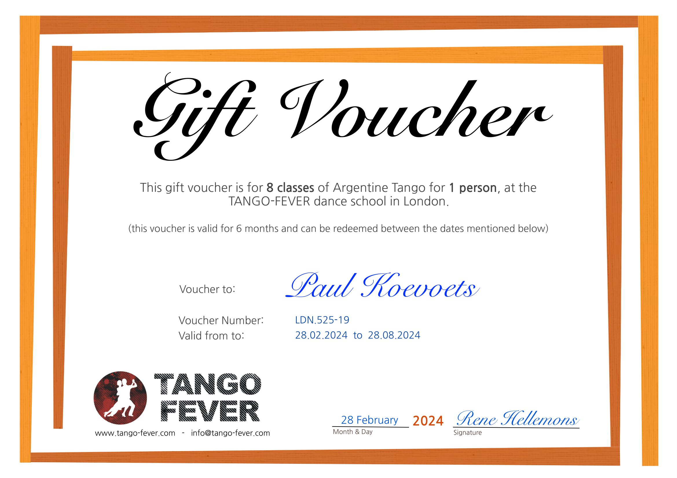 Tango Gift Vouchers