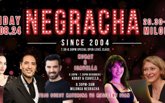 Negracha, World Champions Marcos Roberts & Louise Malucelli Schedule, Milonga Central is on Holiday! Negracha, World Champions Marcos Roberts & Louise Malucelli Schedule, Milonga Central is on Holiday!