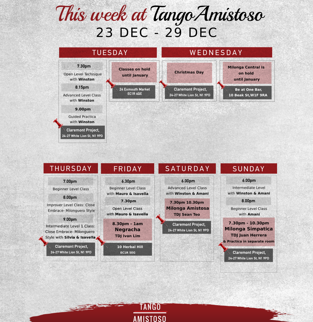 A Very Merry Week Here at Amistoso: Christmas Eve Tuesday Special with Winston, Negracha, Cosy & Festive Milonga Amistosa and Milonga Simpatica! A Very Merry Week Here at Amistoso: Christmas Eve Tuesday Special with Winston, Negracha, Cosy & Festive Milonga Amistosa and Milonga Simpatica!