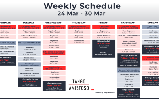 Special Milonga Maitrī, Kruti Gandhi Sarda in London, Milonga Coqueta, Out of Axis – Colgadas Intensive