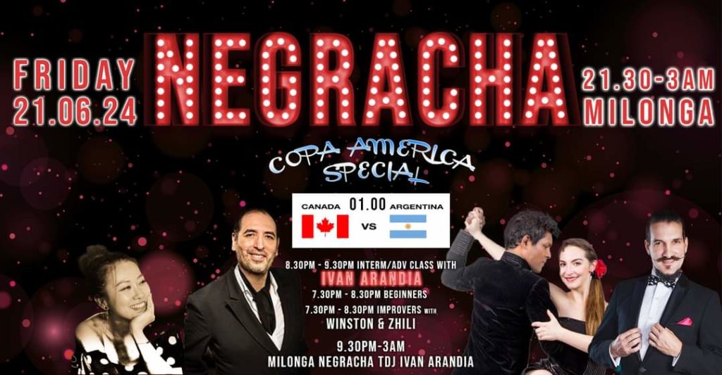 Negracha on Friday, Milonga Central closed this week, Fausto Carpino & Stephanie Fesneau in London